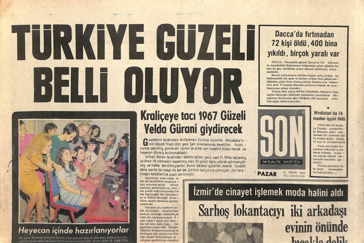 Son Aktüalite Gazetesi Pazar Eki 14 Nisan 1968 - Güzel Clare'e Nişanlısı Nehirde Dolaşabilen Motosiklet Yaptı GZ157999 - 1
