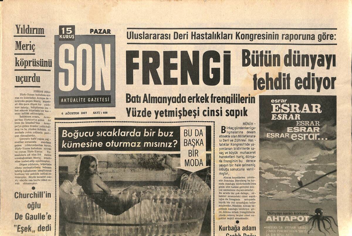 Son Aktüalite Gazetesi Pazar Eki 6 Ağustos 1967 - Germencik Belediyesi , Topladıkları 5 Kuruşlar İle İtfaiye Arabası Aldılar GZ157997 - 1