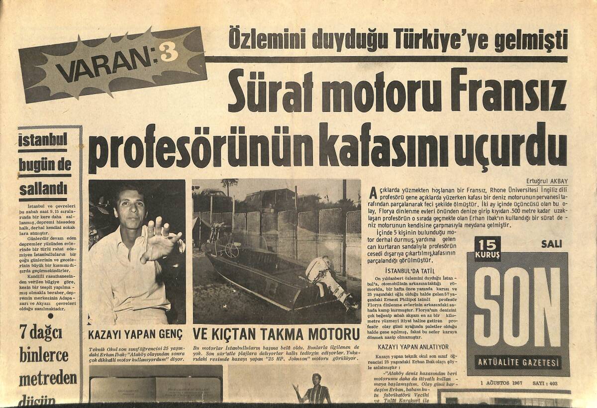 Son Aktüalite Gazetesi Salı Eki 1 Ağustos 1967 - Ünlü Sanayici Krupp Öldü GZ158080 - 1