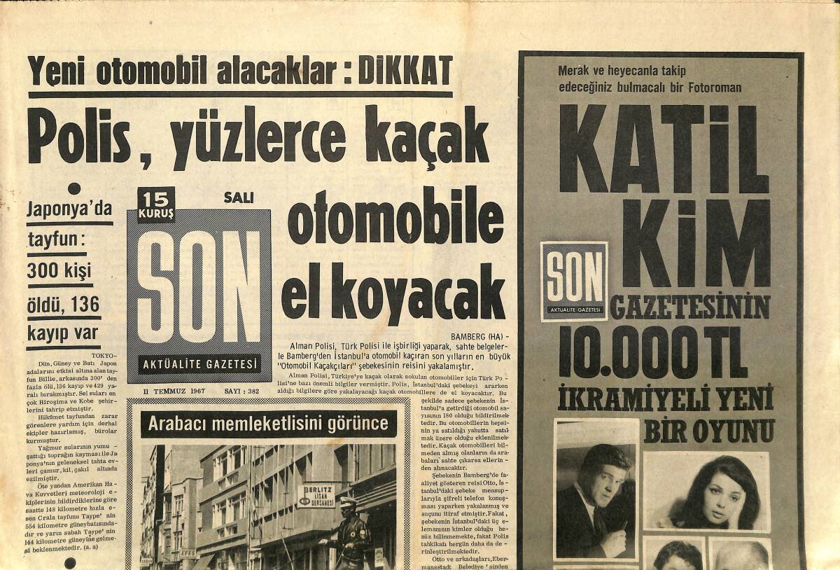 Son Aktüalite Gazetesi Salı Eki 11 Temmuz 1967 - Bir Rus Filosu Mısır'a Gidiyor GZ158064 - 1