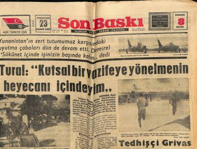 Son Baskı Gazetesi 23 Kasım 1967 - Tedhişçi Grivas Dün İstifa Etti GZ74090 - 1