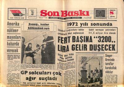 Son Baskı Gazetesi 3 Ekim 1967 - GP Solcuları Çok Ağır Suçladı - Amerika Nükleer Mayınları Baharda Verecek GZ121074 - 1