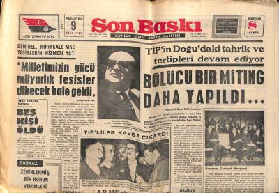 Son Baskı Gazetesi 9 Ekim 1967 - TİPin Doğudaki Tahrik Ve Tertipleri Devam Ediyor - Likidgazın Açıklaması GZ121077 - 1