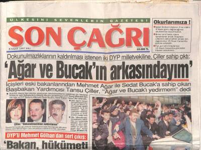 Son Çağrı Gazetesi 8 Nisan 1997 - Türkeşe Son Görev - Yaşar Öz Abdullah Çatlının Yakınıyım GZ122999 - 1