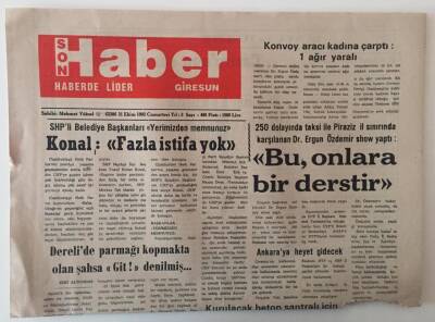 Son Haber Giresun Gazetesi 31 Ekim 1992 - Ankaraya Heyet Gidecek ... GZ31224 - 1