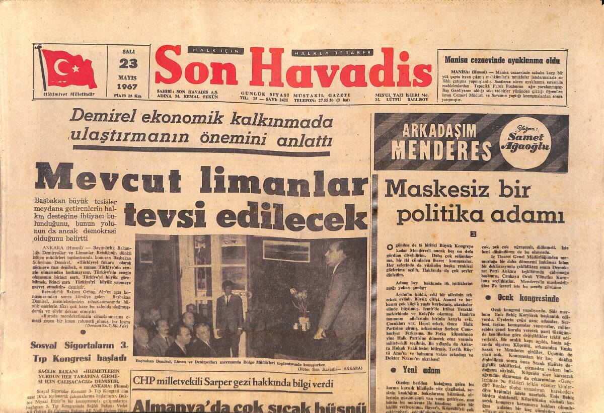 Son Havadis 23 Mayıs 1967 - Irak, Mısır'a Kuvvet Gönderiyor - Bayar Umurbey'de GZ156844 - 1