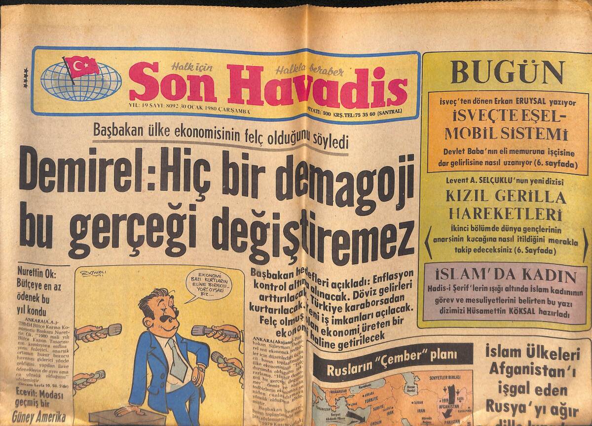 Son Havadis 30 Ocak 1980 - İslam Ülkeleri Afganistan'ı İşgal Eden Rusya'yı Ağır Dille Kınadı - Erzurum Depremle Uyandı GZ132472 - 1