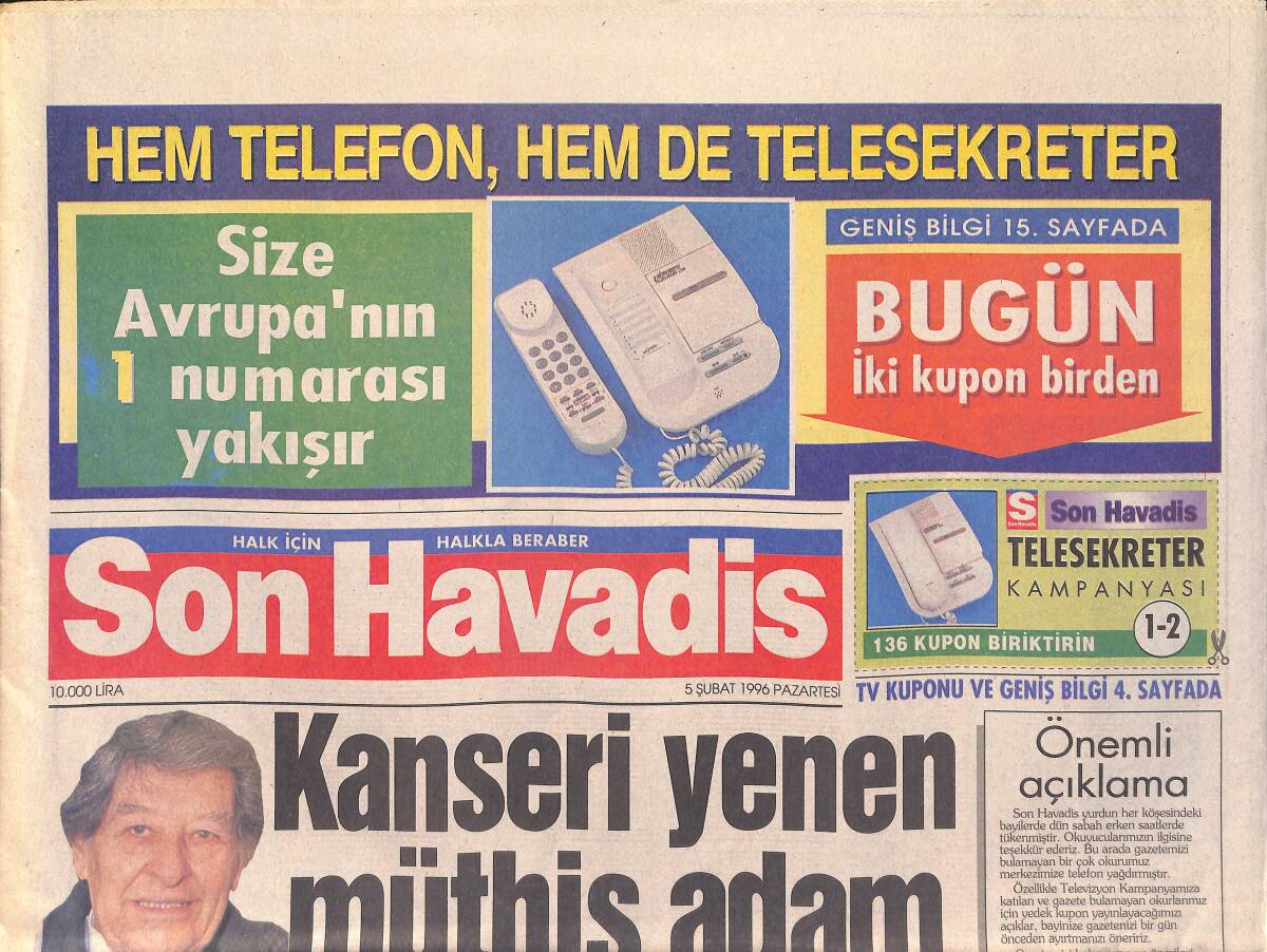 Son Havadis 5 Şubat 1996 - Rıdvan'ın Ağlattığı Gün - Kanseri Yenen Müthiş Adam GZ2999 - 1