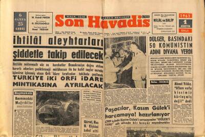 Son Havadis Gazetesi 1 Ağustos 1961 - Dülger , Basındaki 50 Komunistin Adını Divana Verdi GZ60324 - 1