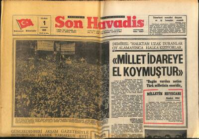 Son Havadis Gazetesi 1 Ağustos 1969 - Demirel Halktan Uzak Duranlar Oy Alamayınca Halka Kızıyorlar GZ117296 - 1