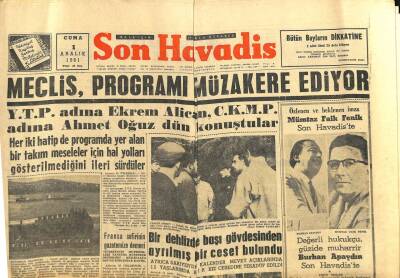 Son Havadis Gazetesi 1 Aralık 1961 - Necdet Uğur Emniyet Müdürü Oldu GZ102148 - 2