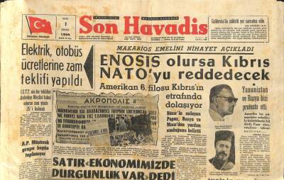 Son Havadis Gazetesi - 1 Eylül 1964 - ENOSİS Olursa Kıbrıs NATOyu Reddedecek GZ110294 - 1