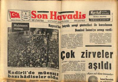 Son Havadis Gazetesi 1 Haziran 1966 - Bölükbaşı İktidara Gelmekten Ümitli GZ74196 - 1