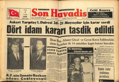 Son Havadis Gazetesi 1 Kasım 1963 - Mesut Cemili de Kaybettik... GZ65362 - 1