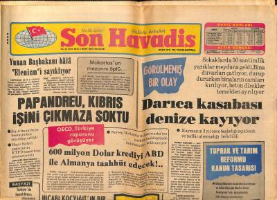Son Havadis Gazetesi 1 Mart 1982 - Türkan Şoray İle Cihan Ünal İçin Birbirlerine Aşık Oldular Deniliyor - Darıca Kasabası Denize Kayıyor GZ121180 - 1