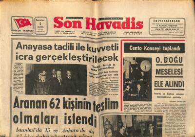 Son Havadis Gazetesi 1 Mayıs 1971 - Tülay Germanın Babası Fransız Plâkçılardan Derd Yanıyor - CENTO Konseyi Toplandı GZ121099 - 1
