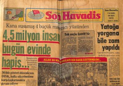 Son Havadis Gazetesi 1 Mayıs 1979 - 4,5 Milyon İnsan Bugün Evinde Hapis GZ99062 - 1
