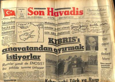 Son Havadis Gazetesi 1 Ocak 1964 - Kıbrısı Anavatandan Ayırmak İstiyorlar GZ59454 - 1