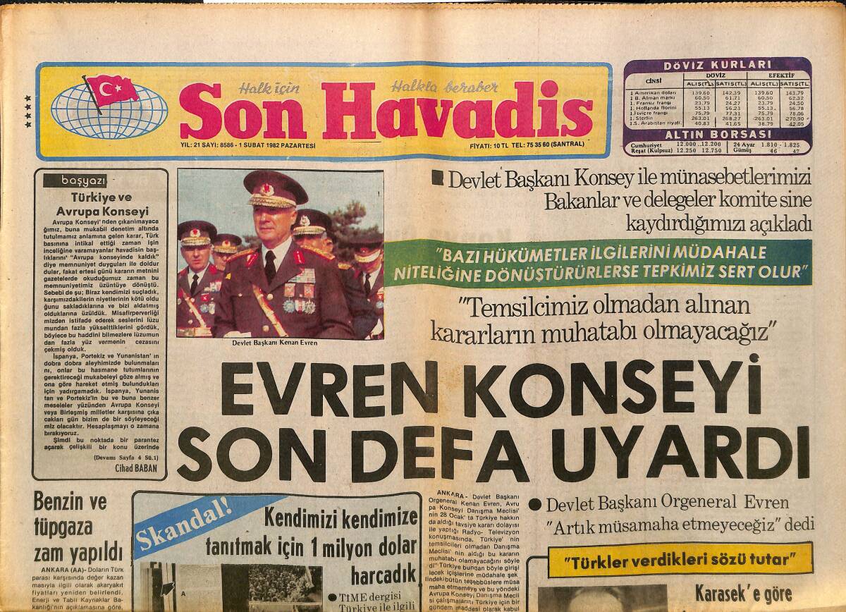 Son Havadis Gazetesi 1 Şubat 1982 - Evren Konseyi Son Defa Uyardı - Canına Kıymak İsteyen Bülent Ersoy Kurtarıldı GZ49694 - 1