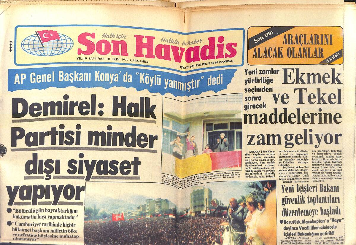 Son Havadis Gazetesi 10 Ekim 1979 - Bülent Ersoy Annesinin Kulaklarına Küpe Taktı - Müjde Ar'ın Kolonya Reklamında Bir Kilo Makyajıyla Suya Girmesi GZ142861 - 1