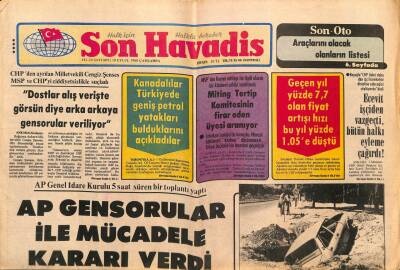 Son Havadis Gazetesi 10 Eylül 1980 - Ankara Belediyesi Çocuk Parkı Yapar Gibi Plansız Projesiz Metro İnşaatına Başlıyor GZ92195 - 1