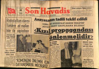 Son Havadis Gazetesi 10 Haziran 1965 - Rodosta Rum İdaresi Türklere Ait Malları Hile İle Zaptediyor GZ124318 - 1