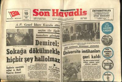 Son Havadis Gazetesi 10 Haziran 1969 - Kızıl Çin Filistinlileri Destekliyor - Demirel Sokağa Dökülmekle Hiçbir Şey Hallolmaz GZ123976 - 1