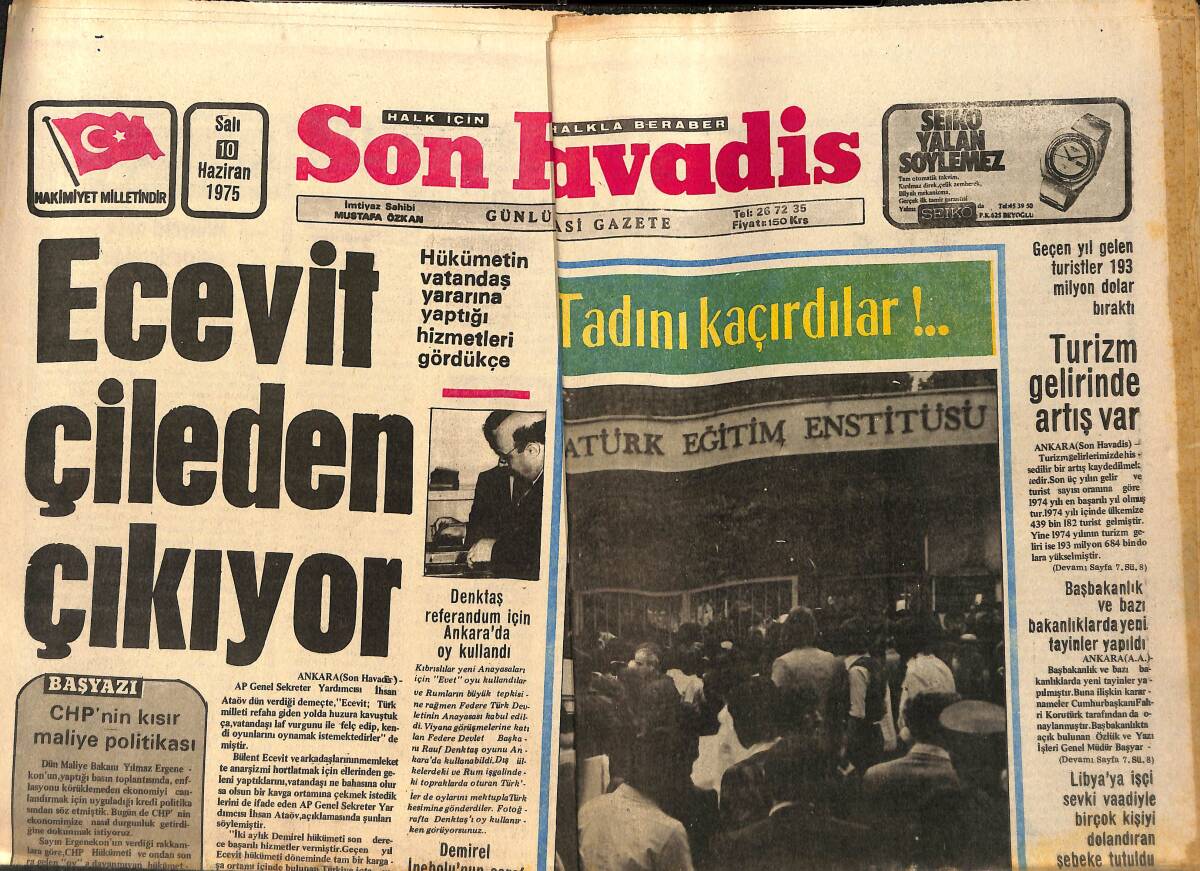 Son Havadis Gazetesi 10 Haziran 1975 - Cüneyt Arkın Olayı Esrarını Koruyor - Nilgün Atılgan Sinemada Kararlı GZ158782 - 1