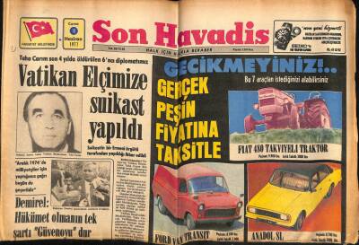 Son Havadis Gazetesi 10 Haziran 1977 - Vatikan Elçimize Suikast Yapıldı GZ56404 - 1