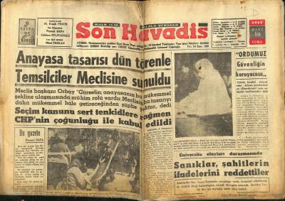 Son Havadis Gazetesi 10 Mart 1961 - Anayasa Tasarısı Dün Törenle Meclise Sunuldu GZ59292 - 1