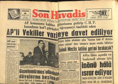 Son Havadis Gazetesi 10 Mayıs 1962 - APli Vekiller Vazifeye Davet Ediliyor GZ102099 - 2