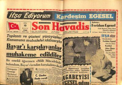 Son Havadis Gazetesi 10 Mayıs 1963 - Bayarı Karşılayanlar Muhakeme Edildiler GZ99022 - 1