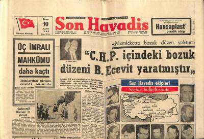 Son Havadis Gazetesi 10 Mayıs 1968 - CHP İçindeki Bozuk Düzeni Ecevit Yaratmıştır GZ99145 - 1