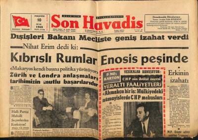 Son Havadis Gazetesi 10 Ocak 1963 - Kıbrıslı Rumlar Enosis Peşinde GZ74151 - 1