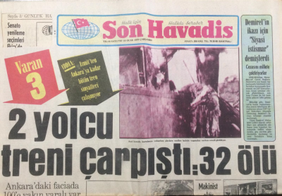 Son Havadis Gazetesi 10 Ocak 1979 - 2 Yolcu Treni Çarpıştı..32 Ölü - GZ12788 - 1