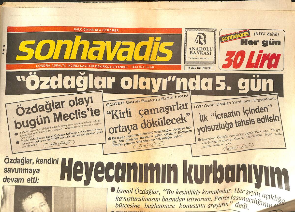 Son Havadis Gazetesi 10 Ocak 1985 - KİT Satışına Devam... - Özdağlar Olayı'nda 5.Gün GZ144197 - 1