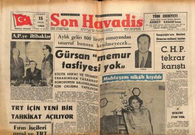 Son Havadis Gazetesi 11 Aralık 1965 - Gürsan Memur Tasfiyesi Yok GZ56543 - 1