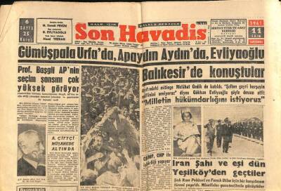 Son Havadis Gazetesi 11 Ekim 1961 - Gümüşpala Urfada , Apaydında , Evliyaoğlu Balıkesirde Konuştu GZ74113 - 1