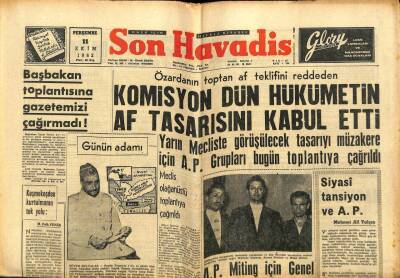 Son Havadis Gazetesi 11 Ekim 1962 - İçişleri Bakanının İstifası Kabul Edildi GZ65380 - 2