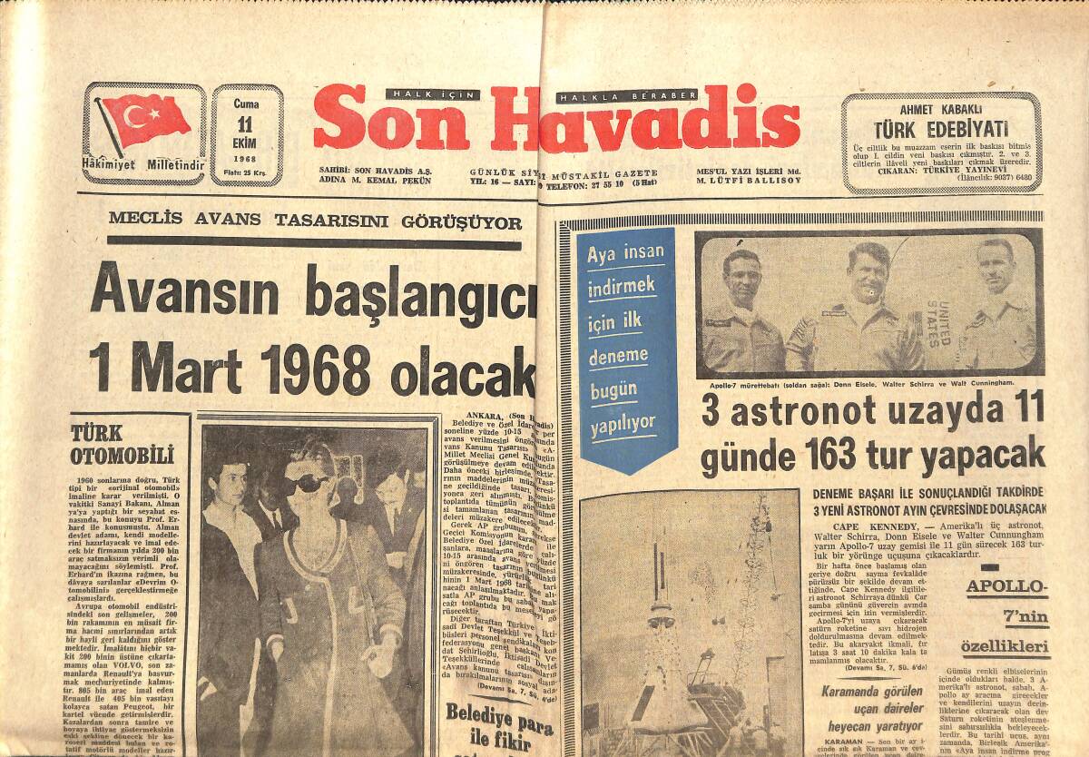 Son Havadis Gazetesi 11 Ekim 1968 - Demirel , Meksika Buğdayını Savundu - Avansın Başlangıcı 1 Mart 1968 Olacak GZ142894 - 1