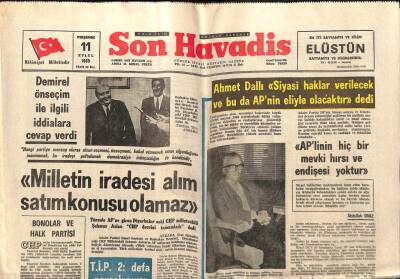 Son Havadis Gazetesi 11 Eylül 1969 - İsrail Mısırı Tehdit Ediyor GZ99087 - 1
