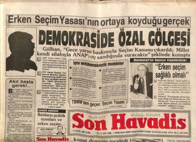 Son Havadis Gazetesi 11 Eylül 1987 - Demokraside Özal Gölgesi GZ70250 - 2