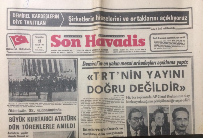 Son Havadis Gazetesi 11 Kasım 1971 - Demirelin En Yakın Mesai Arkadaşları Açıklama Yaptı - GZ12869 - 2