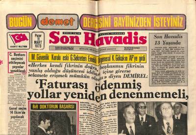 Son Havadis Gazetesi 11 Mart 1973 - 300 Tonluk Bir Türk Şilebi Kayboldu GZ69475 - 1