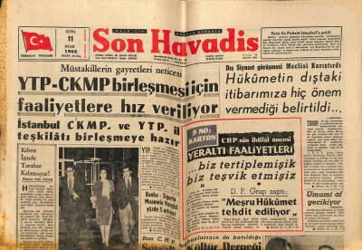 Son Havadis Gazetesi 11 Ocak 1963 - Partileri Ancak Anayasa Mahkemesi Kapatacak!.. GZ74284 - 1