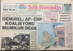 Son Havadis Gazetesi 11 Ocak 1979 - DemirelAP-CHP Koalisyonu Mümkün Değil - GZ12787 - 1