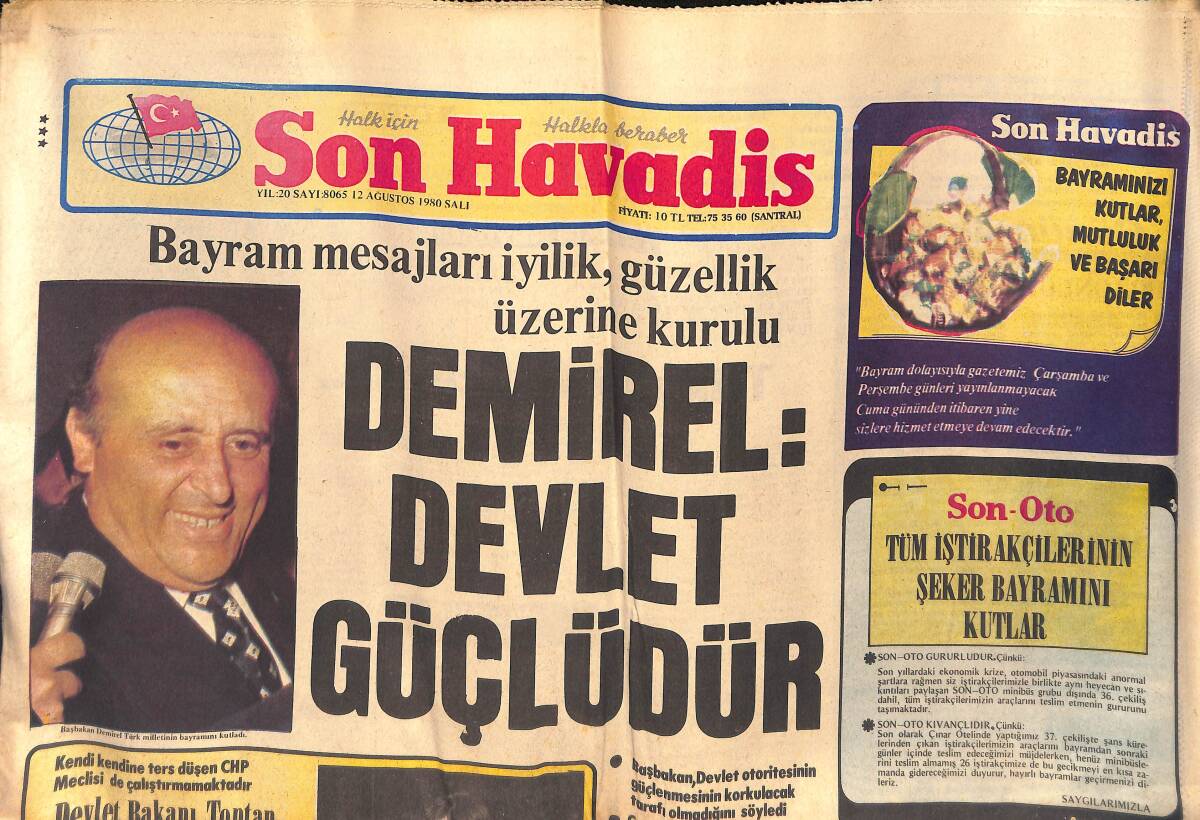 Son Havadis Gazetesi 12 Ağustos 1980 - Fuarda Şenlik Var,Sezen Aksu,İbrahim Tatlıses,Müjde Ar,Emel Sayın,Bülent Ersoy,Hülya Koçyiğit,Cüneyt Arkın GZ132656 - 1