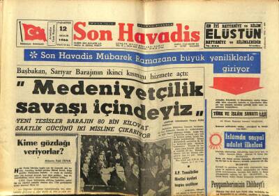 Son Havadis Gazetesi 12 Aralık 1966 - Başbakan Sarıyar Barajının İkinci Kısmını Hizmete Açtı GZ59537 - 1