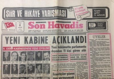 Son Havadis Gazetesi 12 Aralık 1971 - Yeni Kabine Açıklandı - GZ12847 - 1