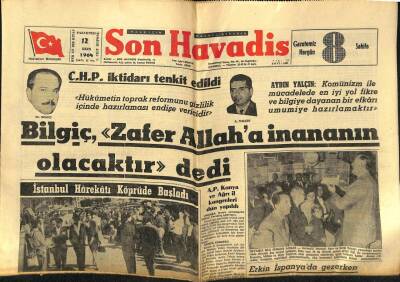 Son Havadis Gazetesi 12 Ekim 1964 - Bilgiç Zafer Allaha İnananın Olacaktır Dedi GZ59465 - 1